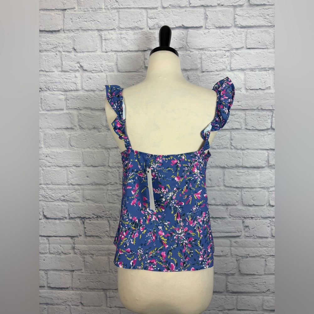 French Connection Purple Floral Ruffle-Strap Cami Top - Picture 6 of 8